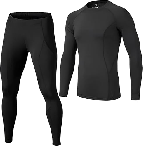 Wisebom Thermounterwäsche Herren, Atmungsaktiv Winter Skiunterwäsche Suit Thermo Funktionswäsche Winter Flexibel...